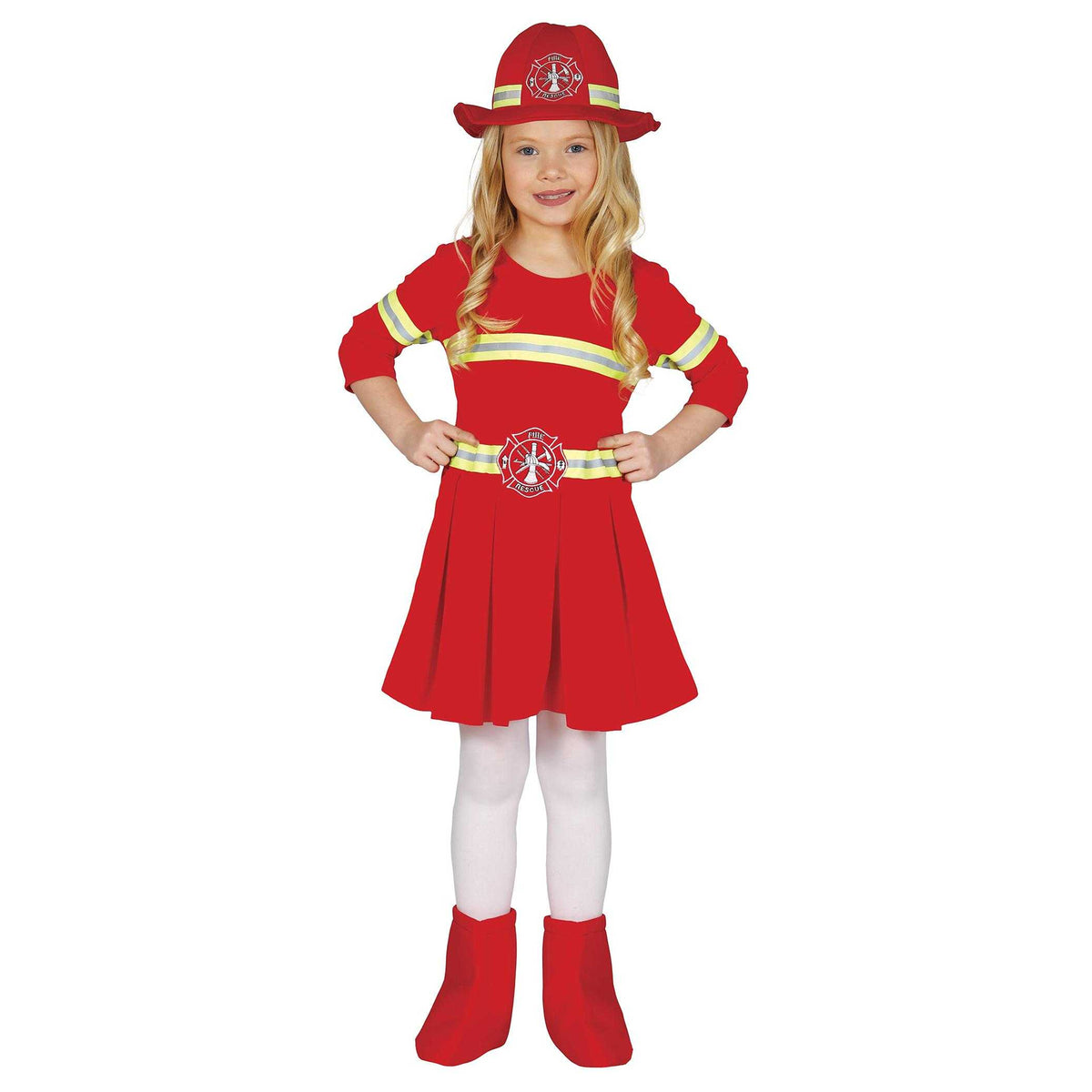 Red - Front - Fiestas Guirca Girls Firefighter Costume Set