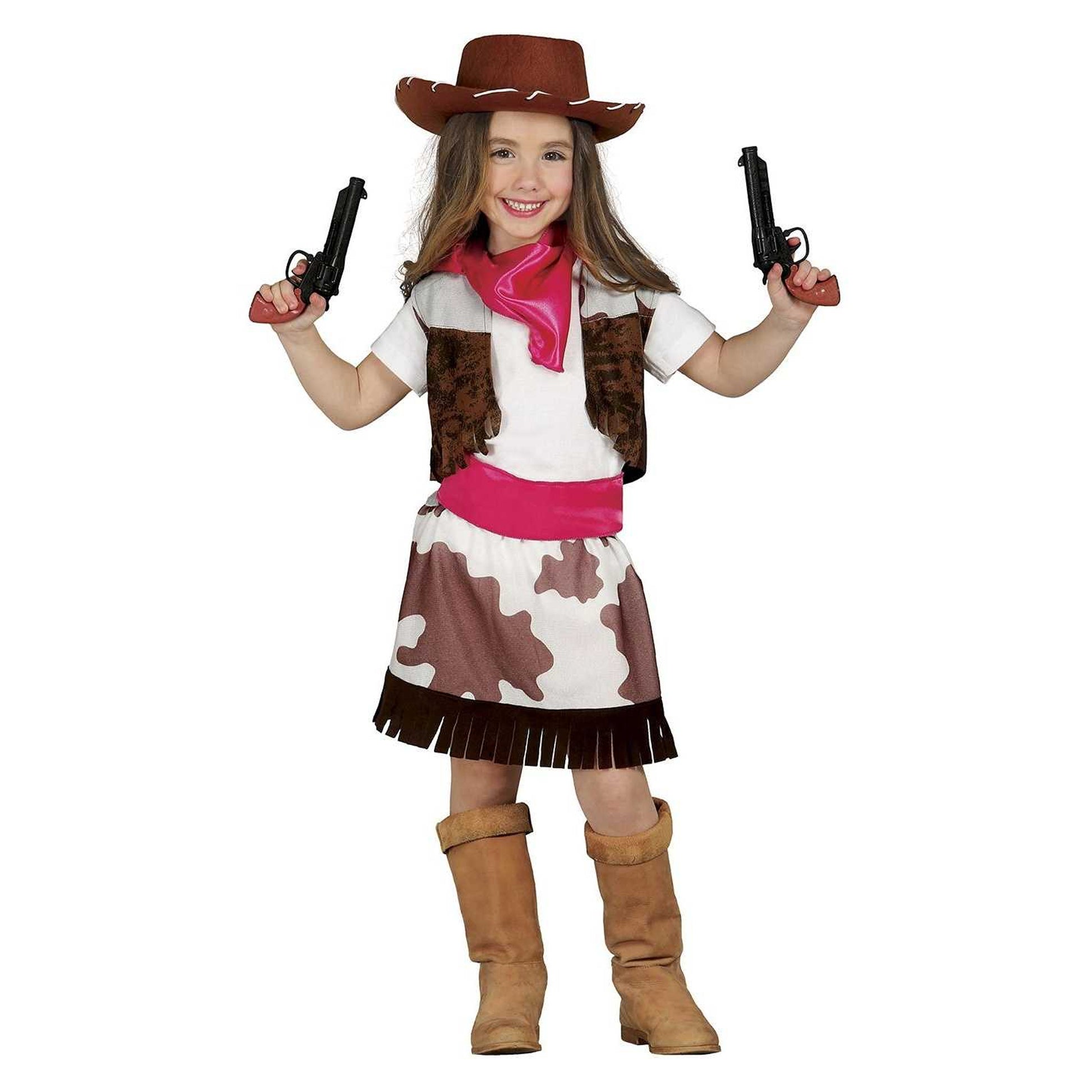 Brown-White - Front - Fiestas Guirca Girls Cowgirl Costume Set