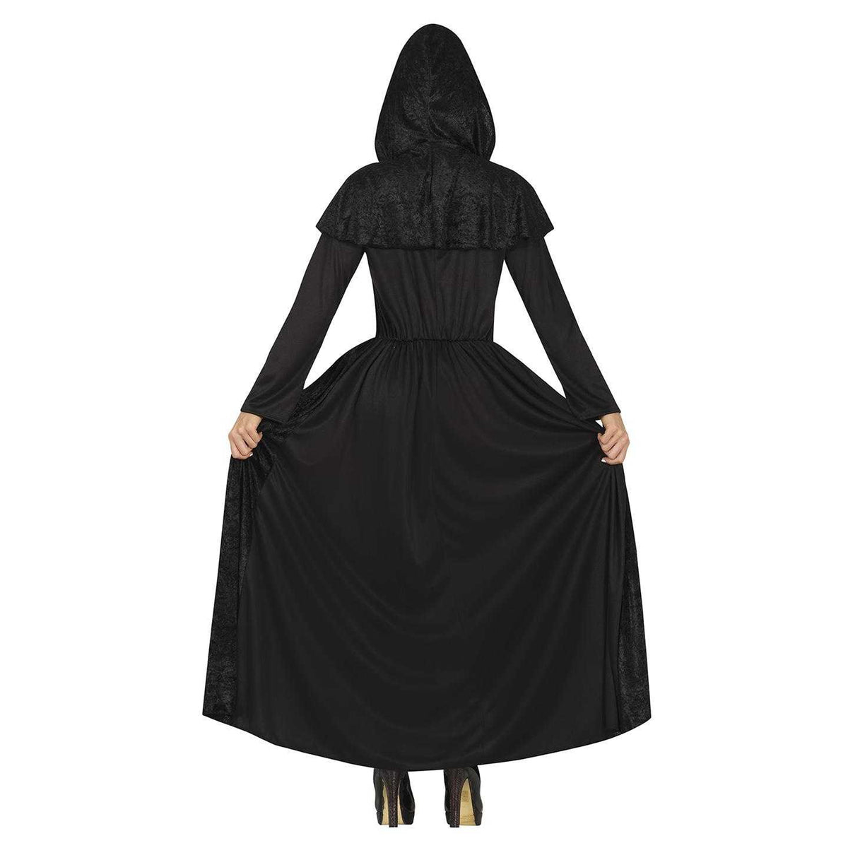 Black-Grey - Back - Fiestas Guirca Womens-Ladies Soul Hunter Costume Set