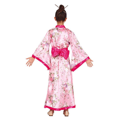 Pink - Back - Fiestas Guirca Girls Kimono Print Costume Set