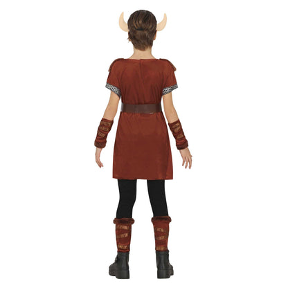 Brown - Back - Fiestas Guirca Girls Nordic Warrior Costume Set