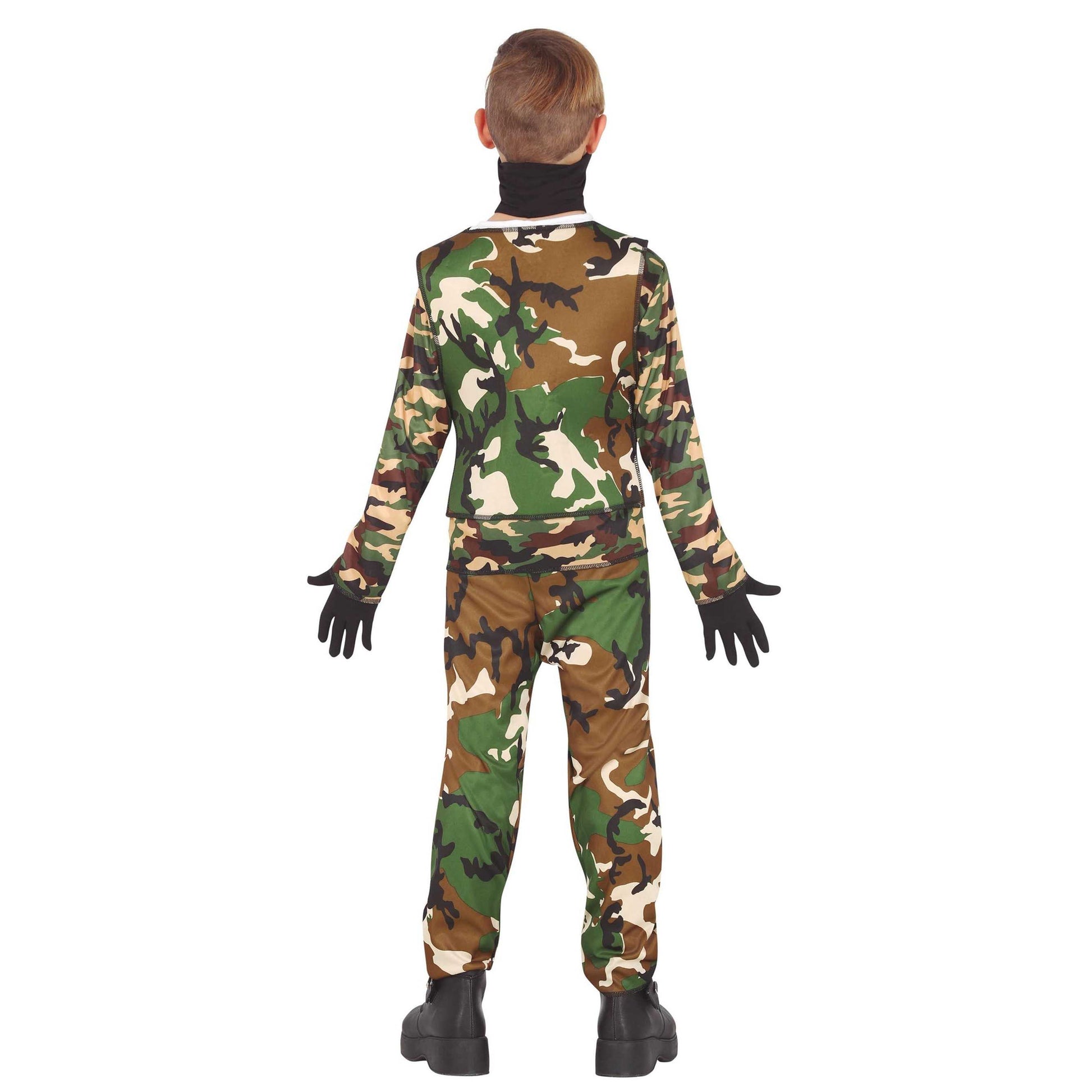 Green - Back - Fiestas Guirca Childrens-Kids Soldier Costume Set