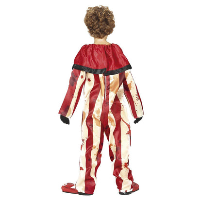 Red-Beige - Back - Fiestas Guirca Childrens-Kids Striped Clown Costume Set