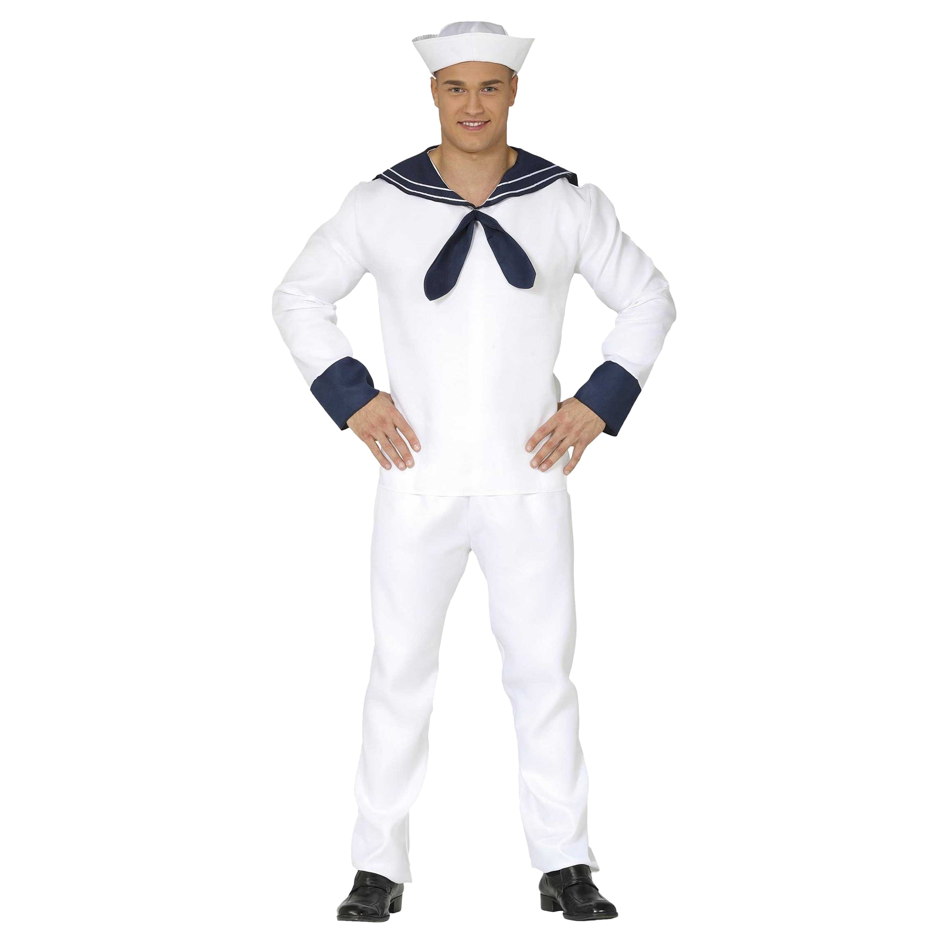 White - Front - Fiestas Guirca Mens Sailor Costume Set