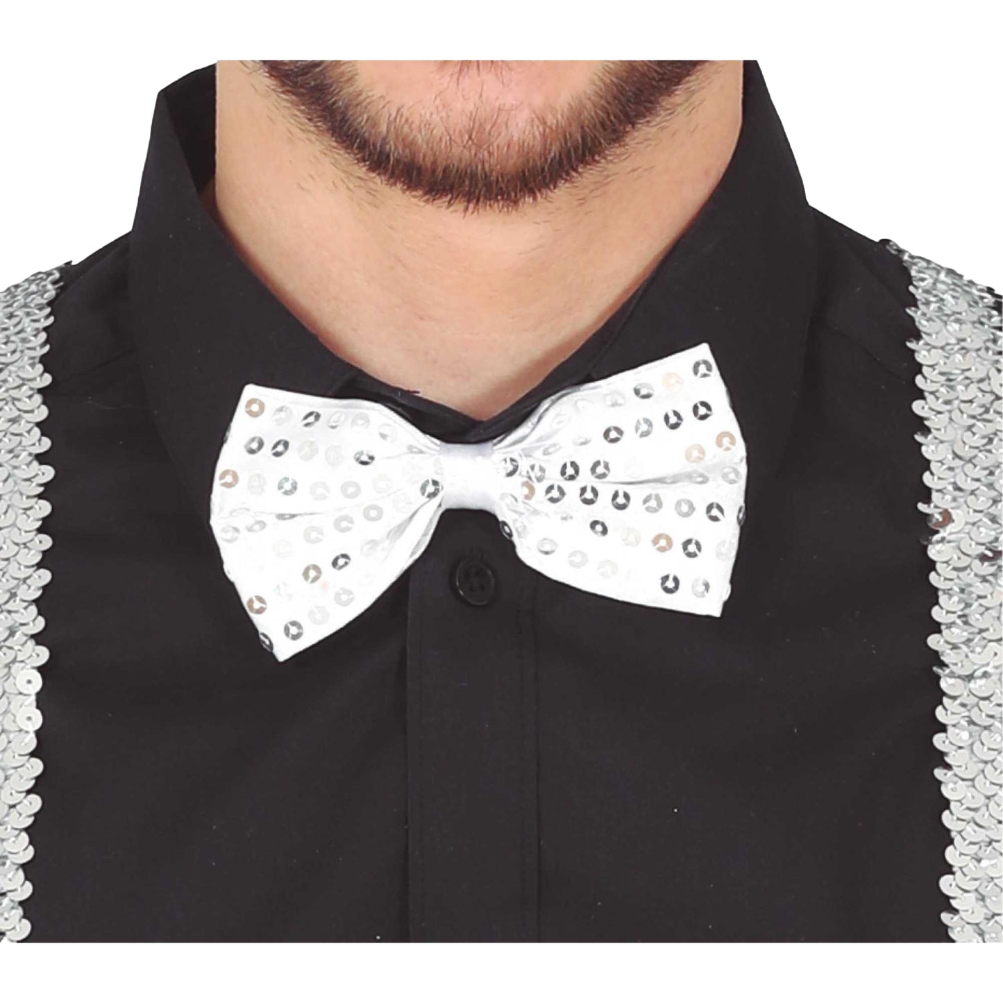 Silver - Back - Fiestas Guirca Sequins Bow Tie
