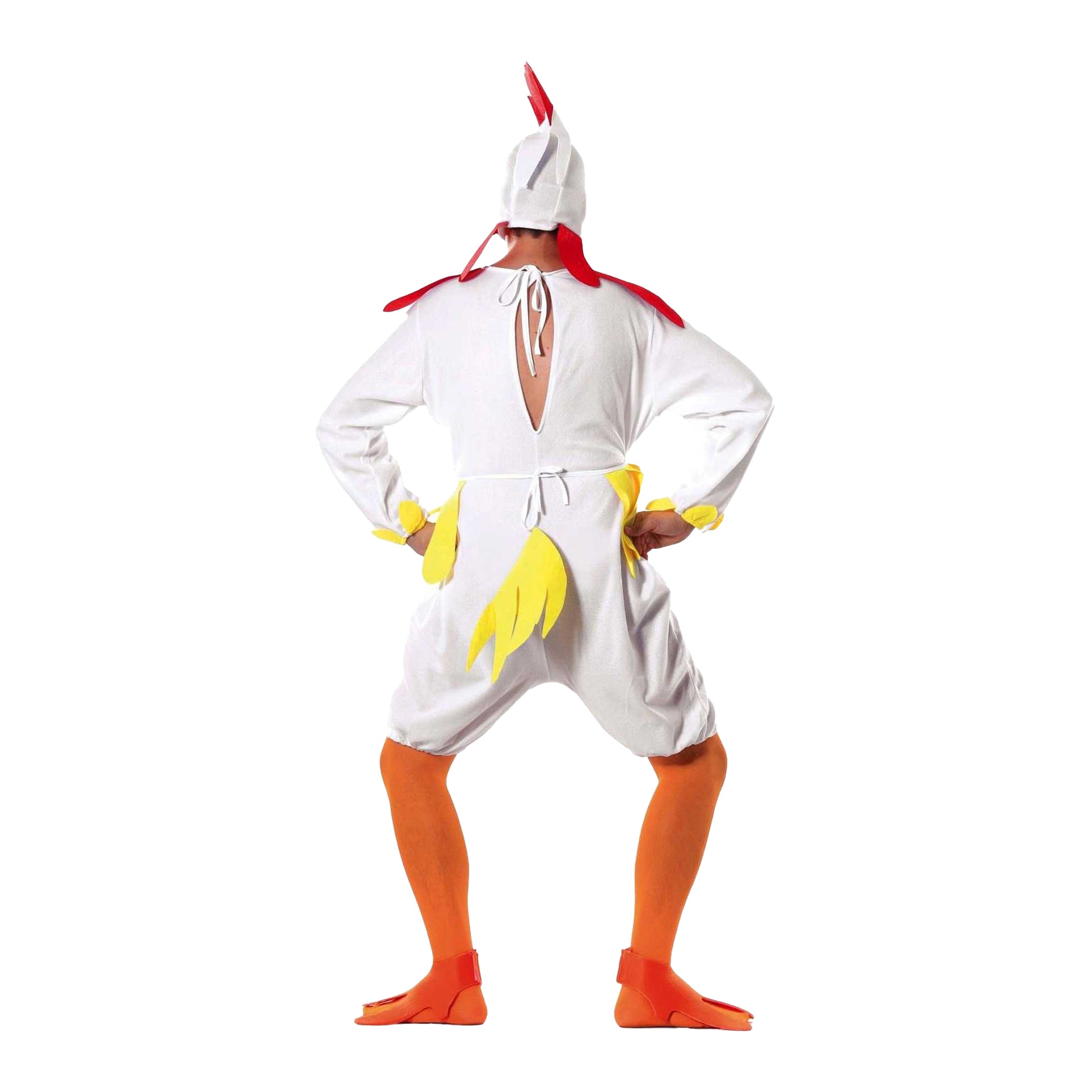 White - Back - Fiestas Guirca Mens Chicken Costume Set