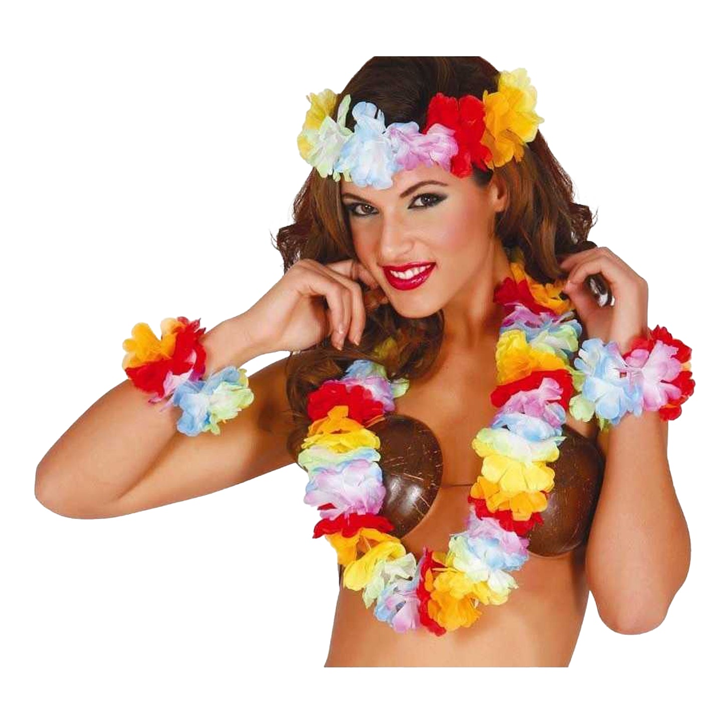 Multicoloured - Back - Fiestas Guirca Unisex Adult Hawaiian Costume Accessory Set
