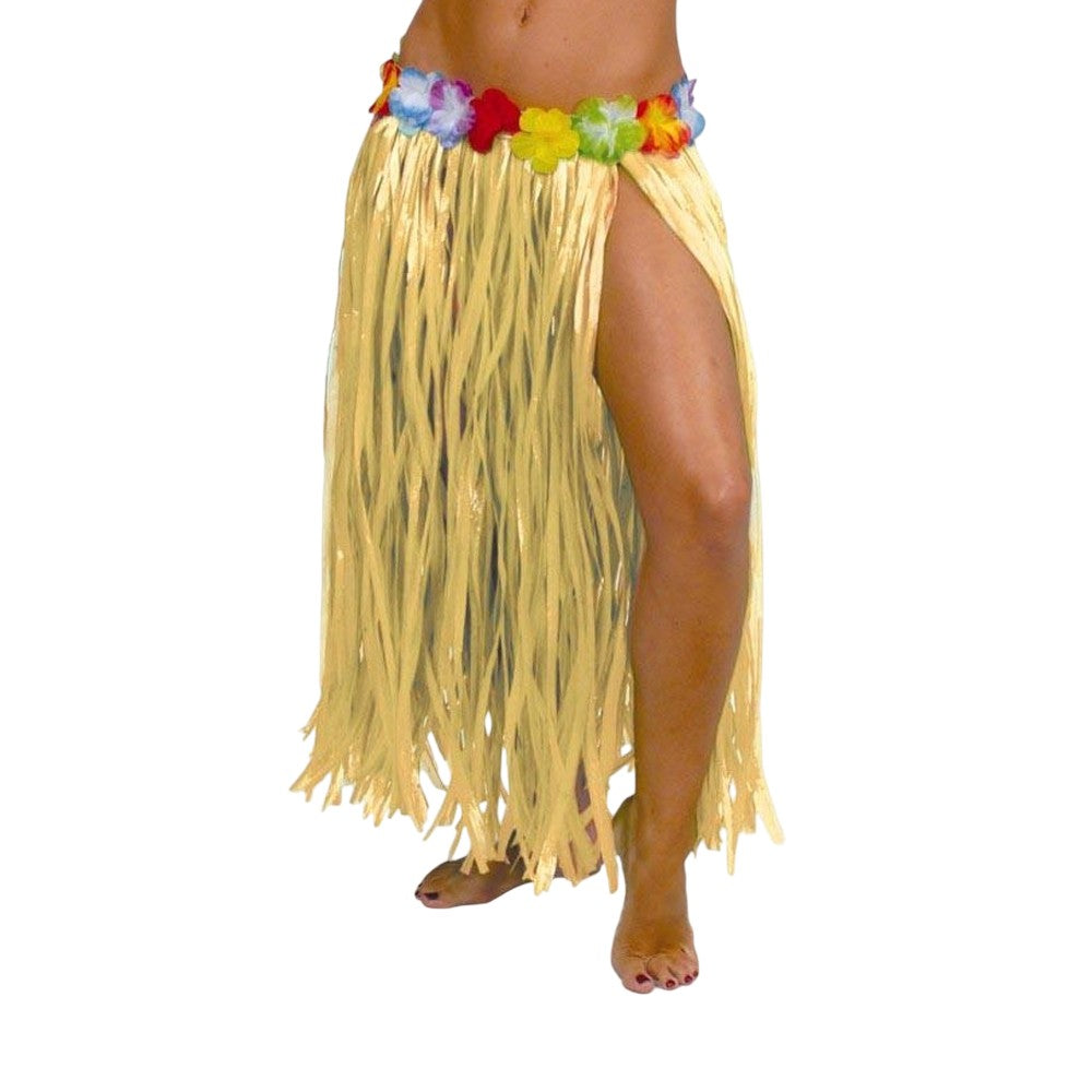 Beige - Back - Fiestas Guirca Womens-Ladies Hawaiian Flowers Costume Skirt