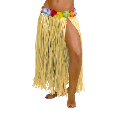 Beige - Back - Fiestas Guirca Womens-Ladies Hawaiian Flowers Costume Skirt