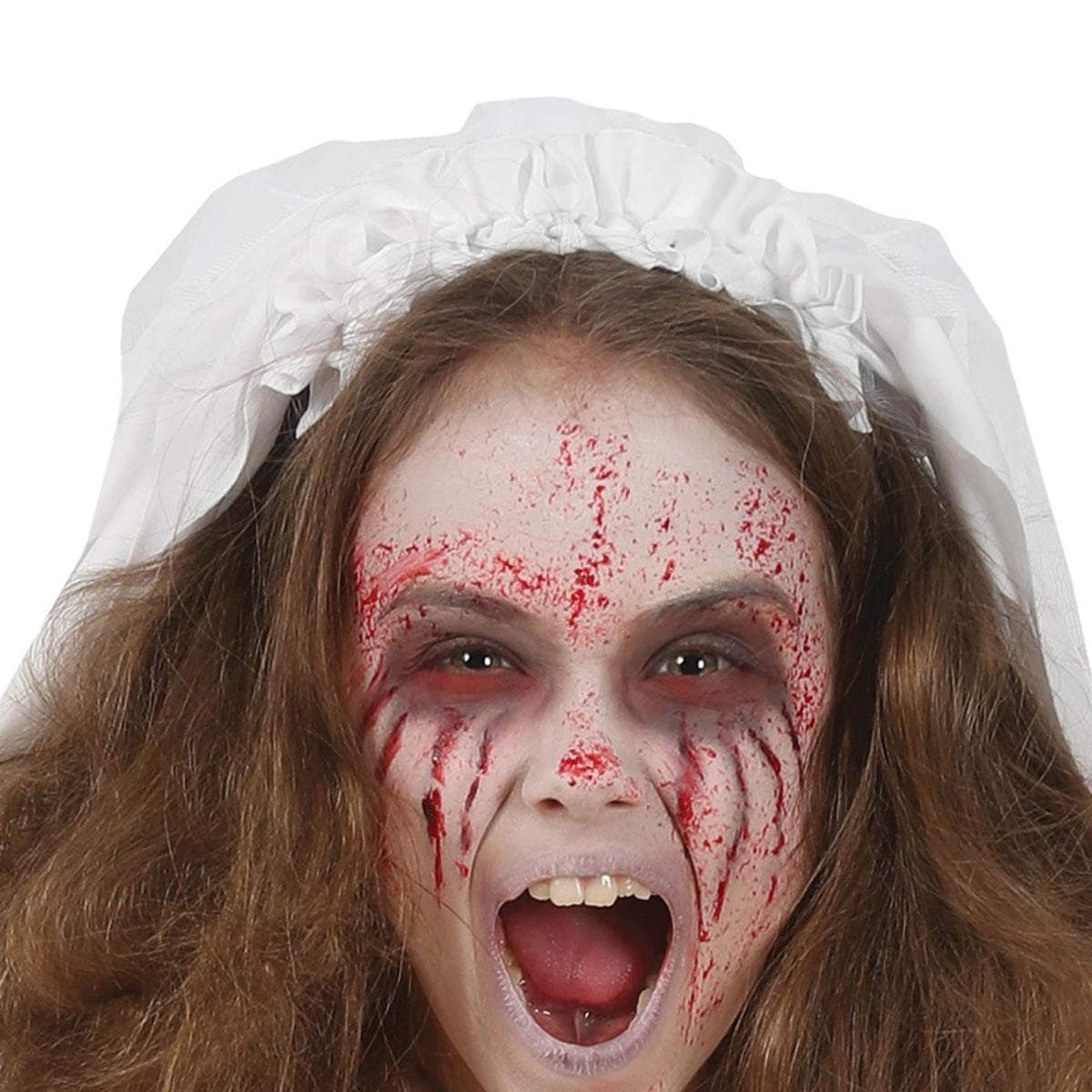 White-Red - Side - Fiestas Guirca Girls Bloody Wife Costume Set