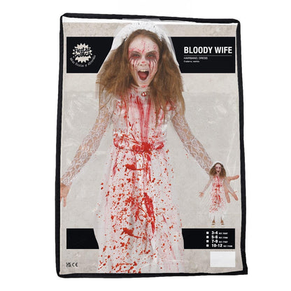 White-Red - Pack Shot - Fiestas Guirca Girls Bloody Wife Costume Set