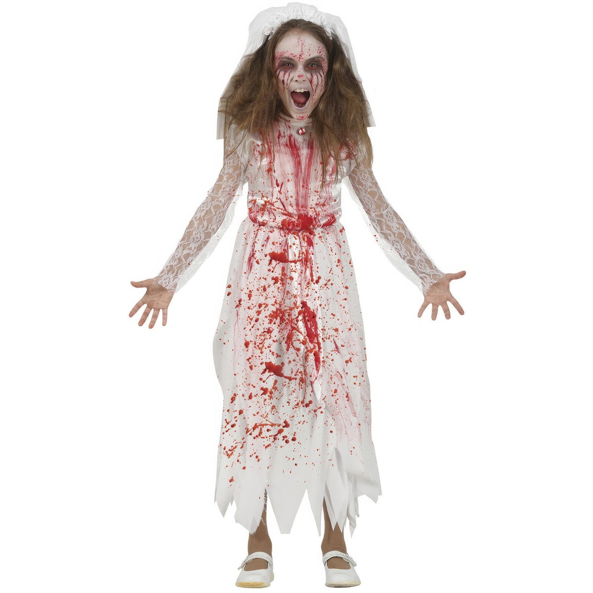 White-Red - Front - Fiestas Guirca Girls Bloody Wife Costume Set