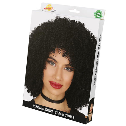 Black - Back - Fiestas Guirca Womens-Ladies Curled Wig