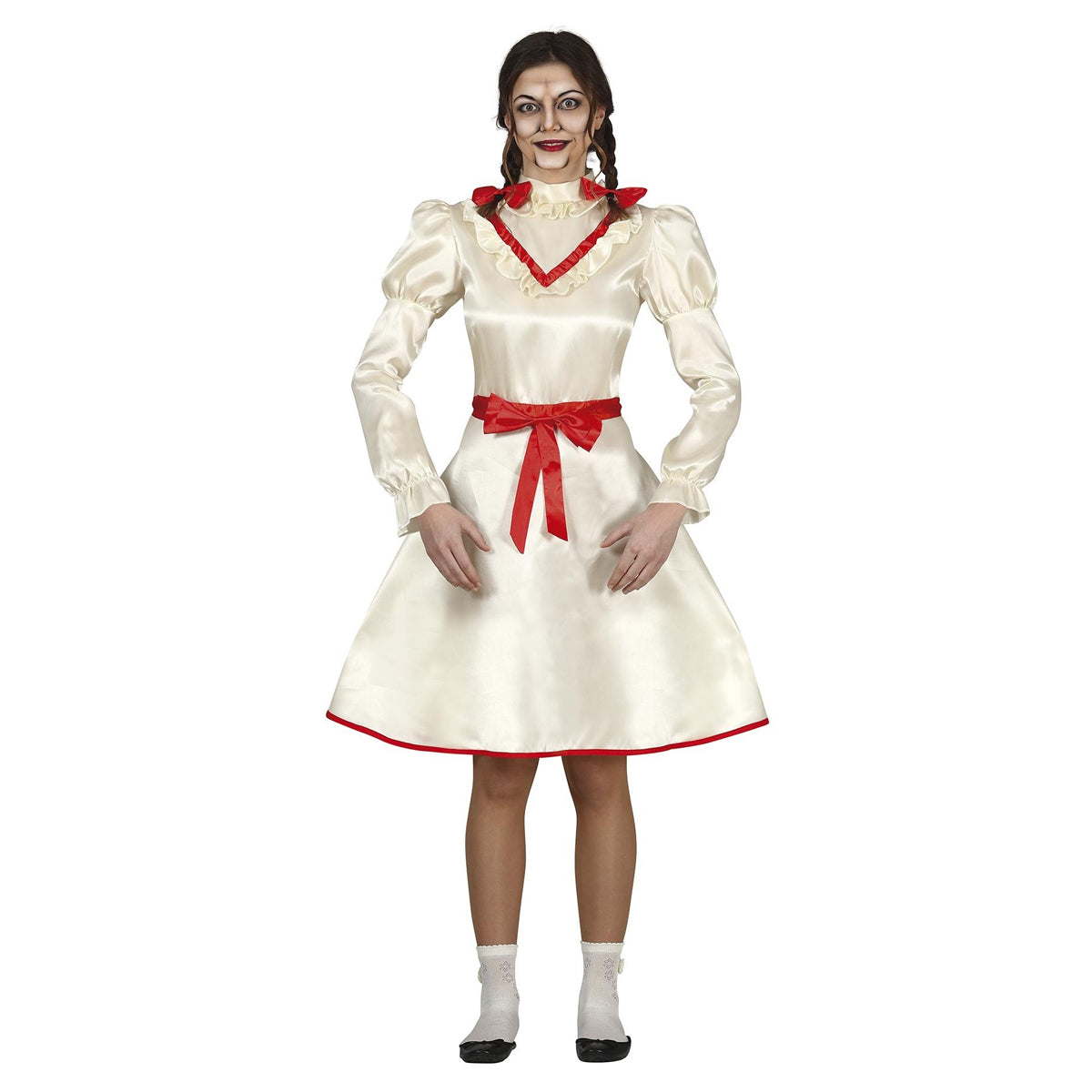 White-Red - Front - Fiestas Guirca Girls Cursed Doll Costume Dress