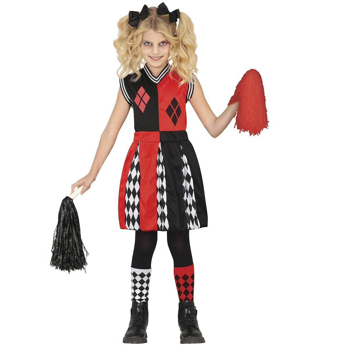 Red-Black - Front - Fiestas Guirca Girls Dangerous Cheerleader Costume