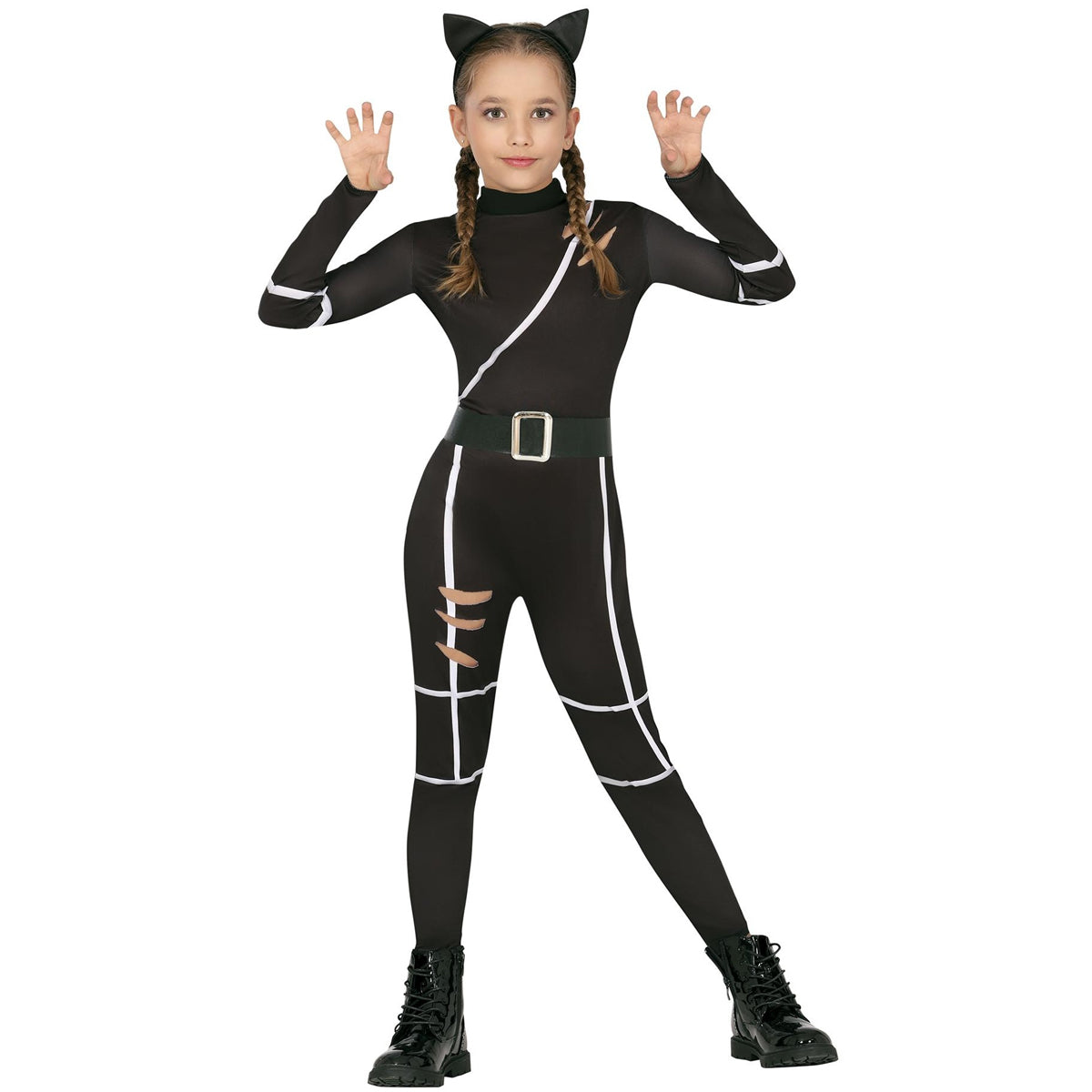 Black - Front - Fiestas Guirca Girls Black Cat Costume