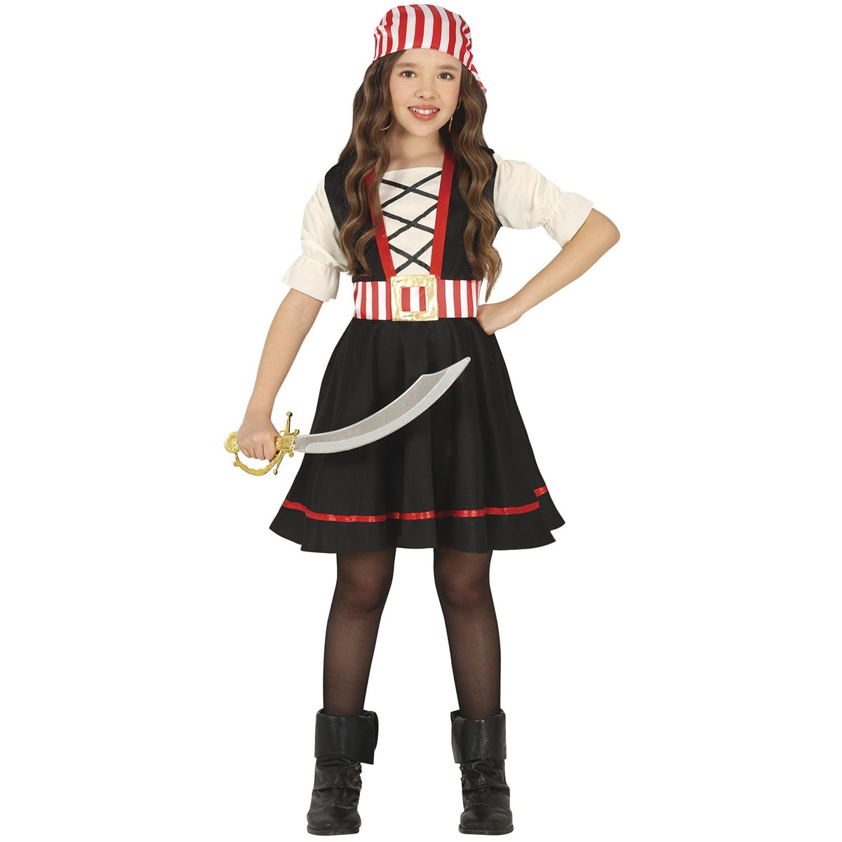 Black-Red - Front - Fiestas Guirca Girls Freshwater Corsair Costume Set