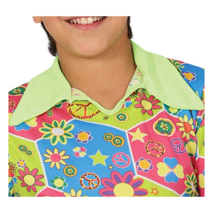 Green-Multicoloured - Side - Fiestas Guirca Childrens-Kids Hippy Costume Set