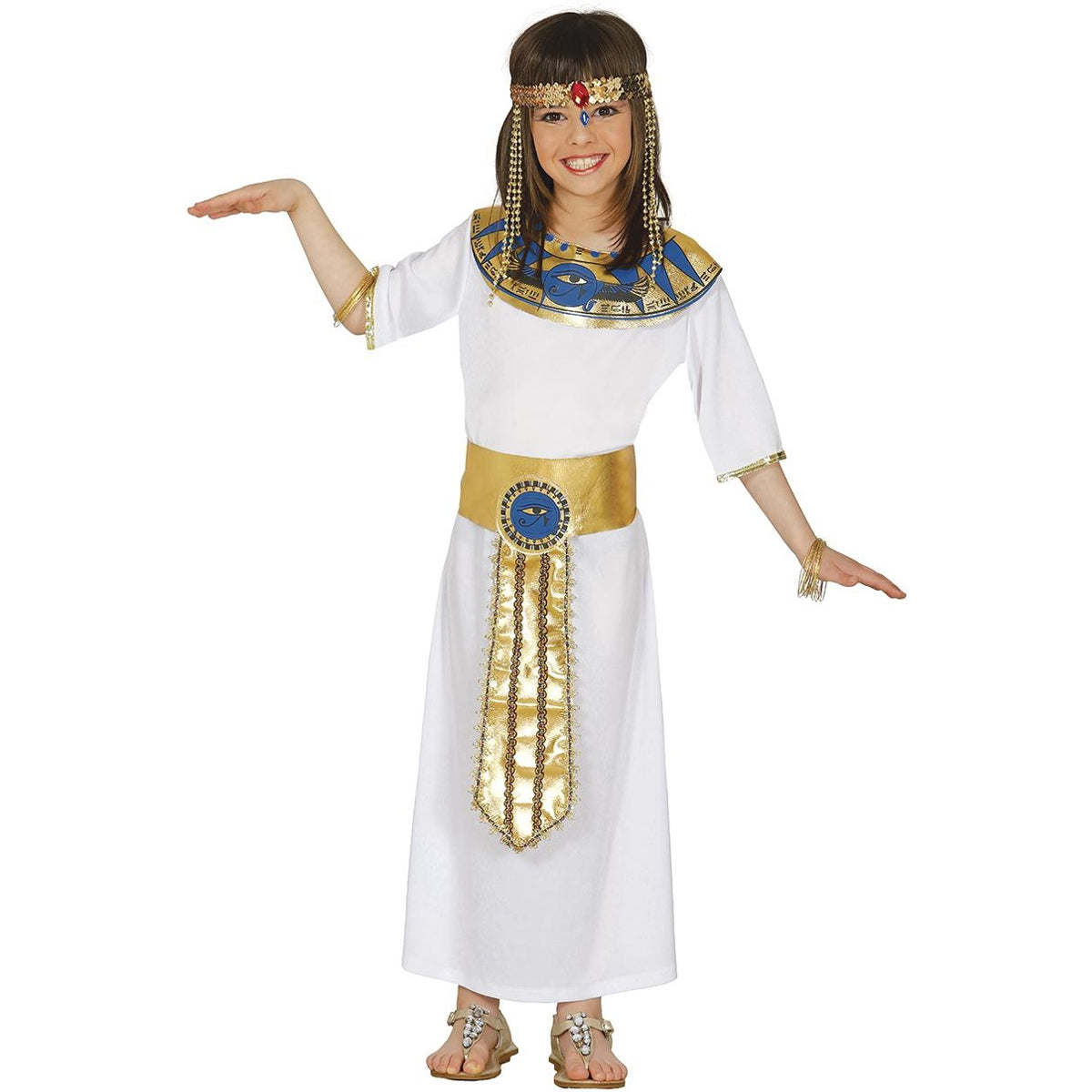White-Gold - Front - Fiestas Guirca Girls Egyptian Costume Set