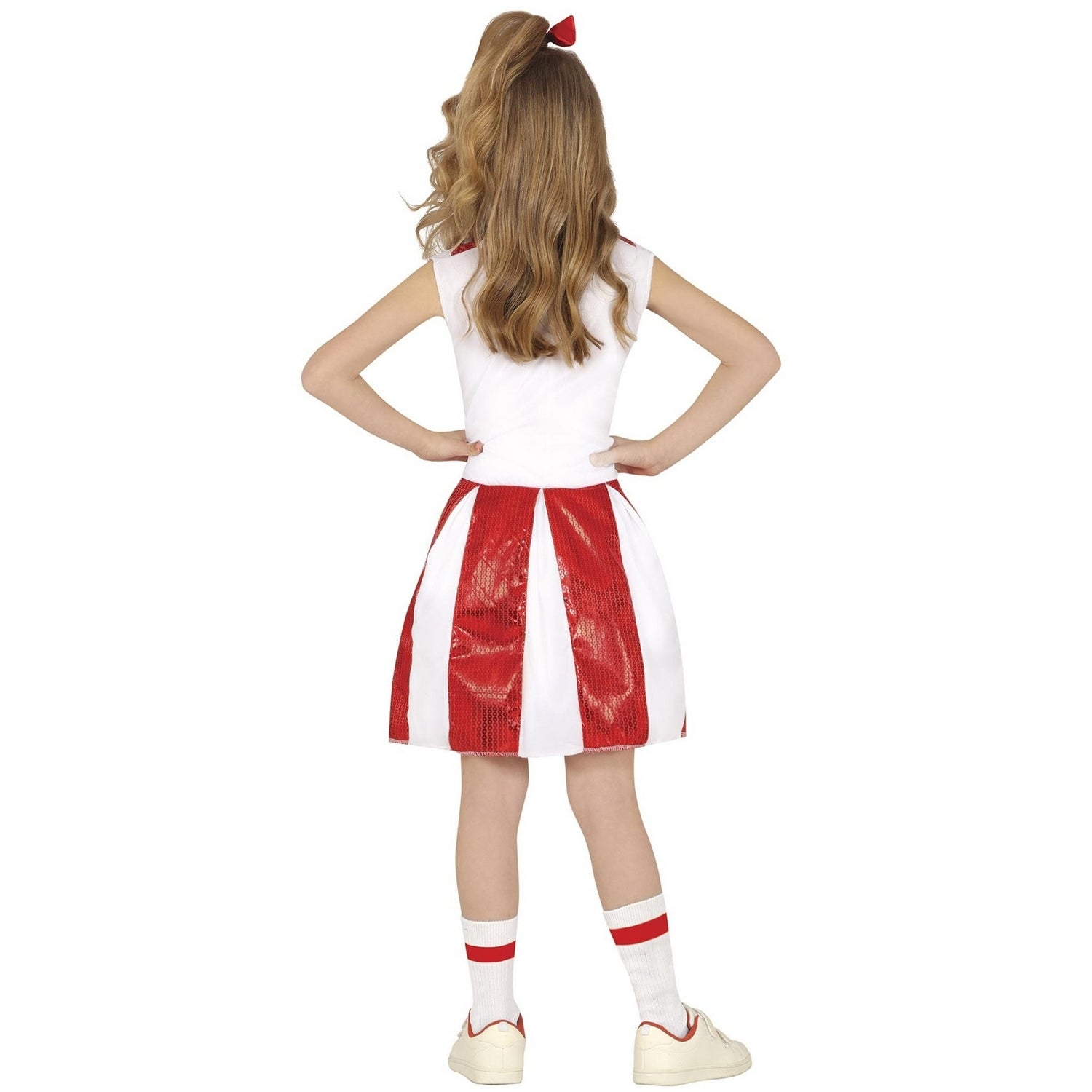Red-White - Back - Fiestas Guirca Girls Cheerleader Sequins Costume