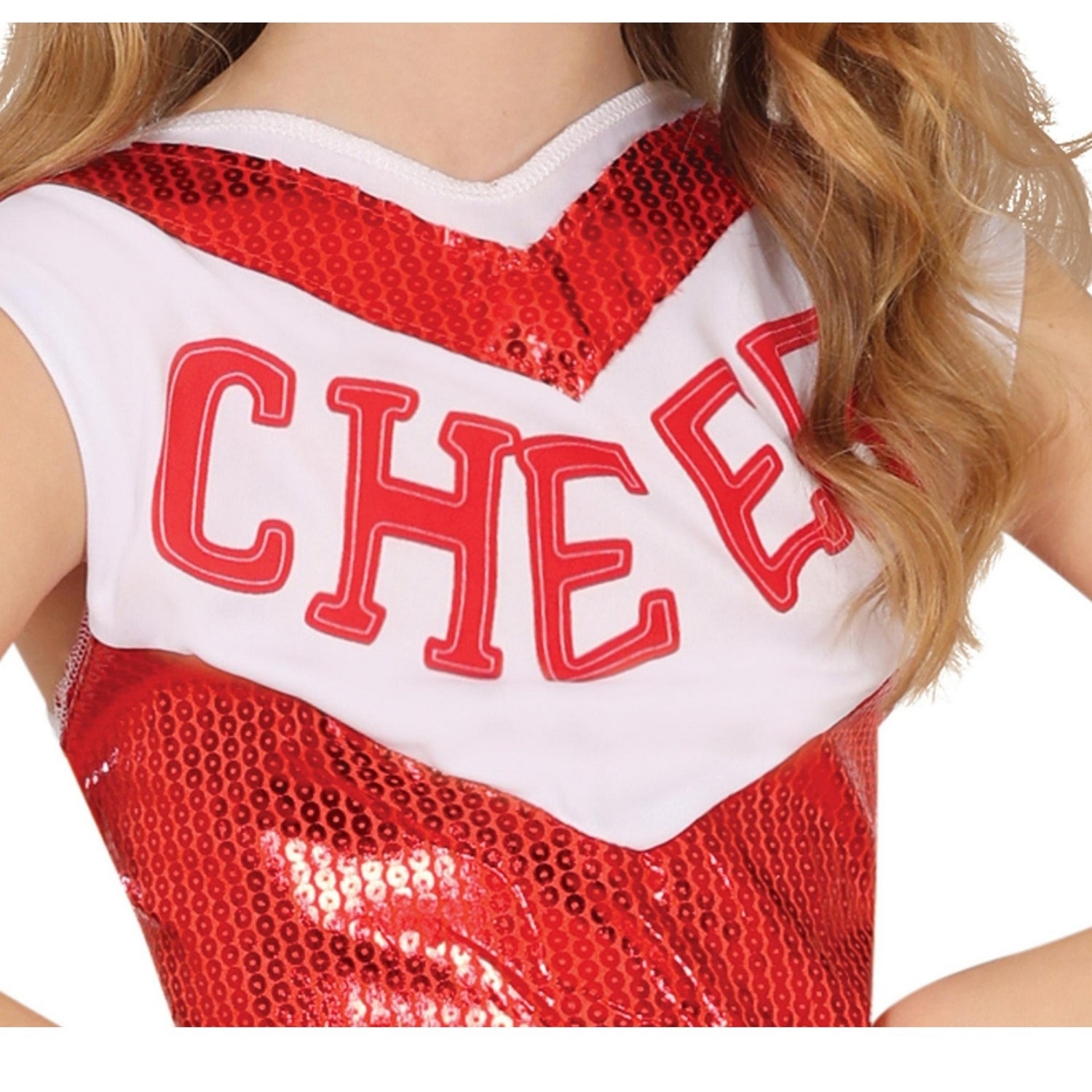Red-White - Side - Fiestas Guirca Girls Cheerleader Sequins Costume