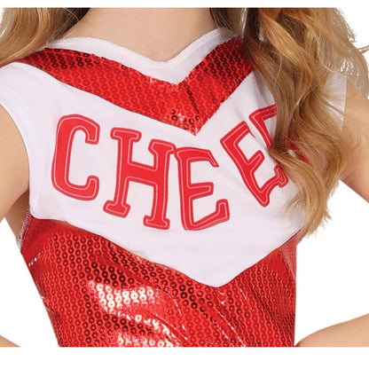 Red-White - Side - Fiestas Guirca Girls Cheerleader Sequins Costume