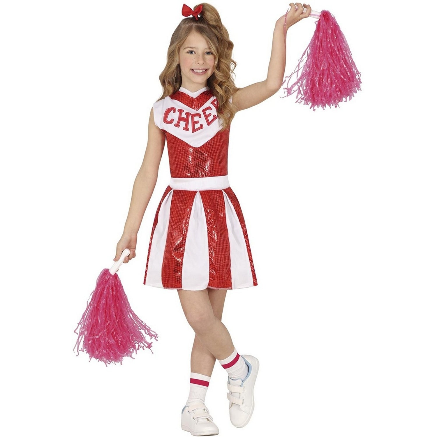 Red-White - Lifestyle - Fiestas Guirca Girls Cheerleader Sequins Costume