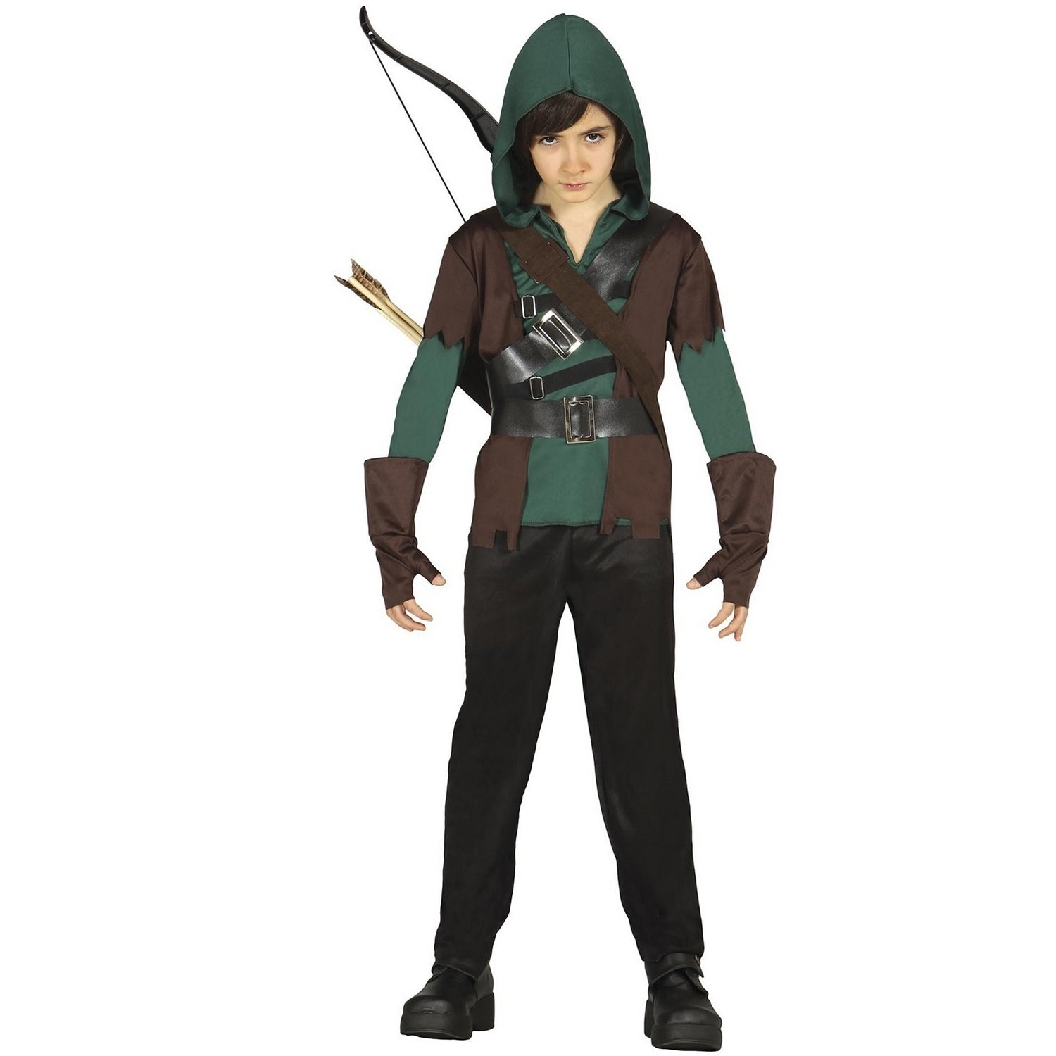 Brown-Green - Front - Fiestas Guirca Childrens-Kids Archer Costume Set