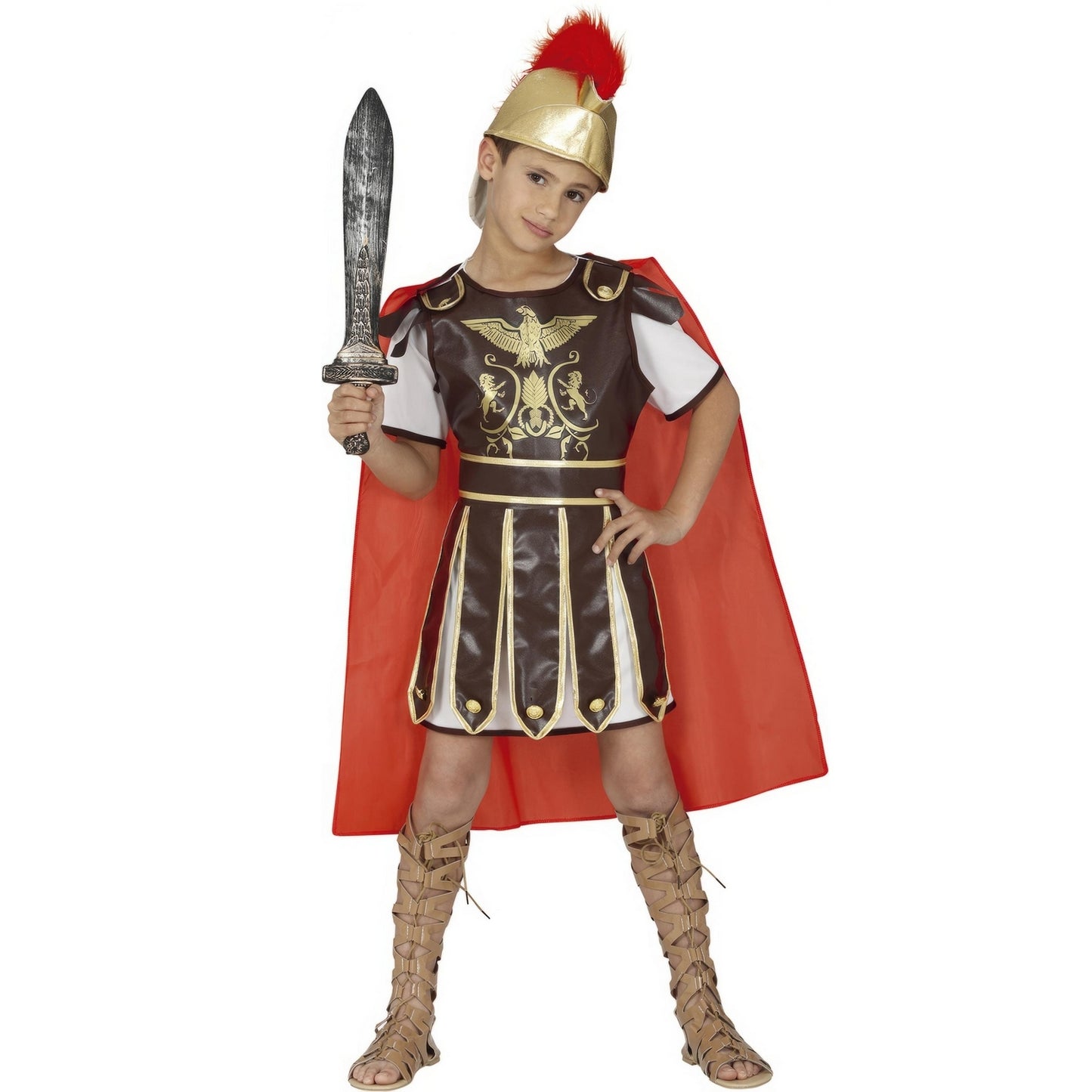 Brown-Red - Front - Fiestas Guirca Boys Gladiator Costume Set