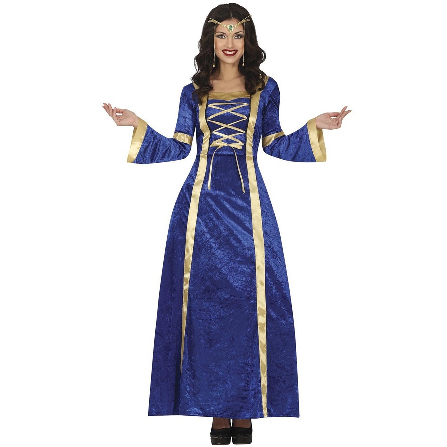 Blue-Gold - Front - Fiestas Guirca Womens-Ladies Medieval Costume