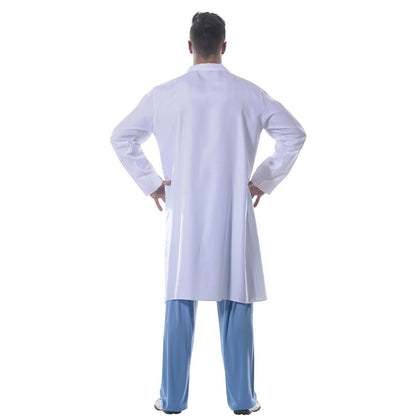 White-Blue - Back - Fiestas Guirca Mens Doctor Costume Set