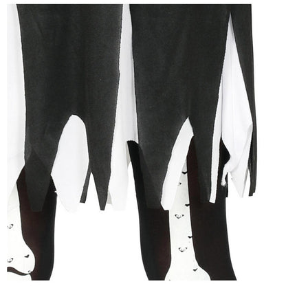 Black-White - Side - Fiestas Guirca Girls Skeleton Costume