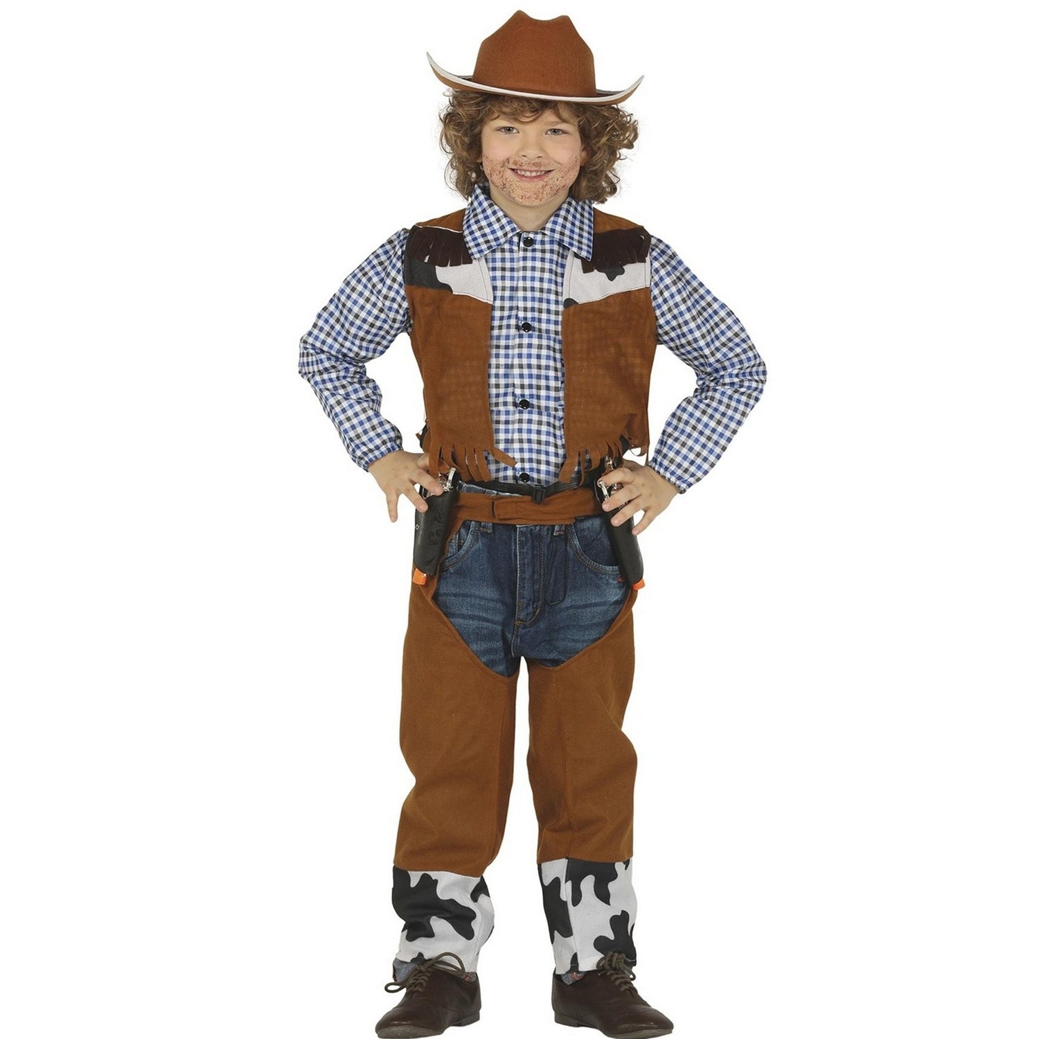 Blue-Brown - Front - Fiestas Guirca Boys Cowboy Costume Set