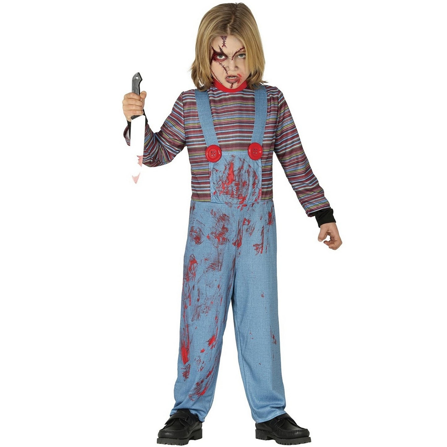 Blue-Multicoloured - Front - Fiestas Guirca Childrens-Kids Possessed Doll Costume