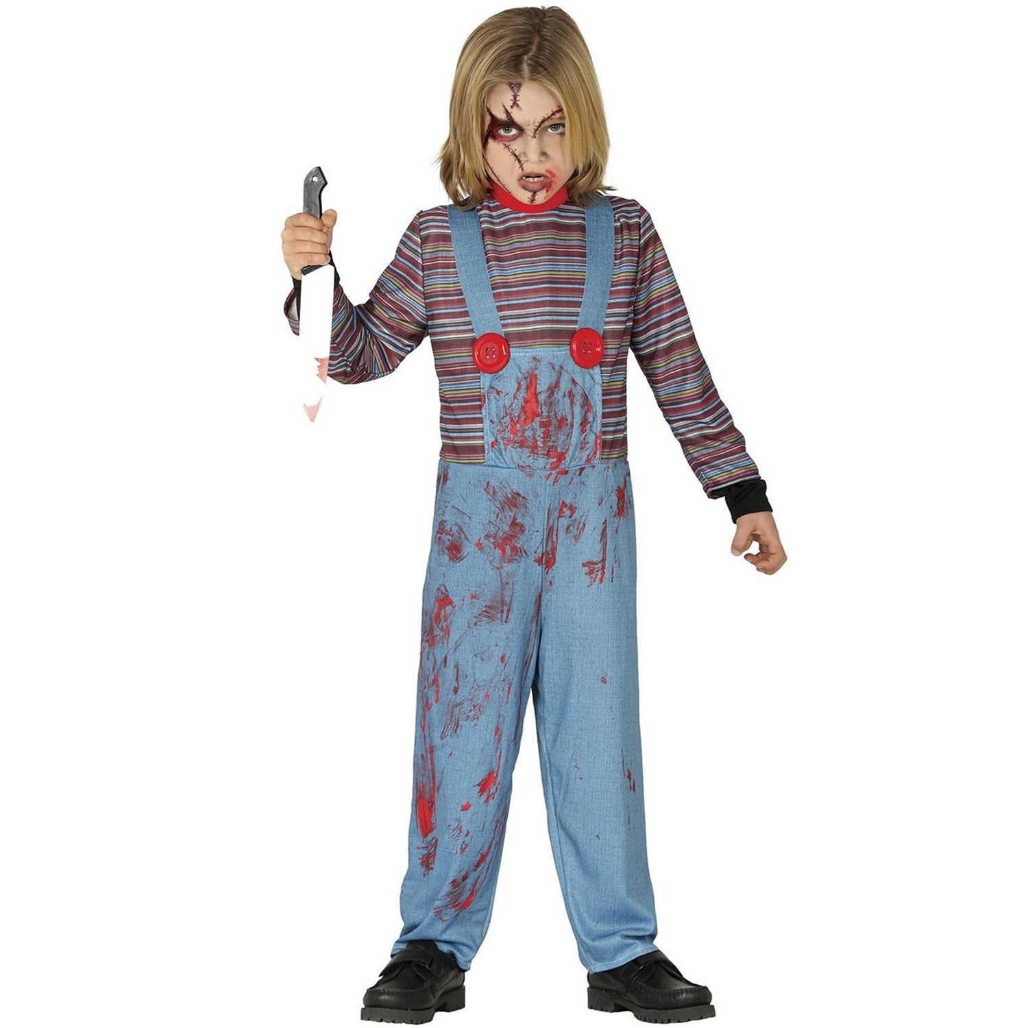 Blue-Multicoloured - Front - Fiestas Guirca Childrens-Kids Possessed Doll Costume