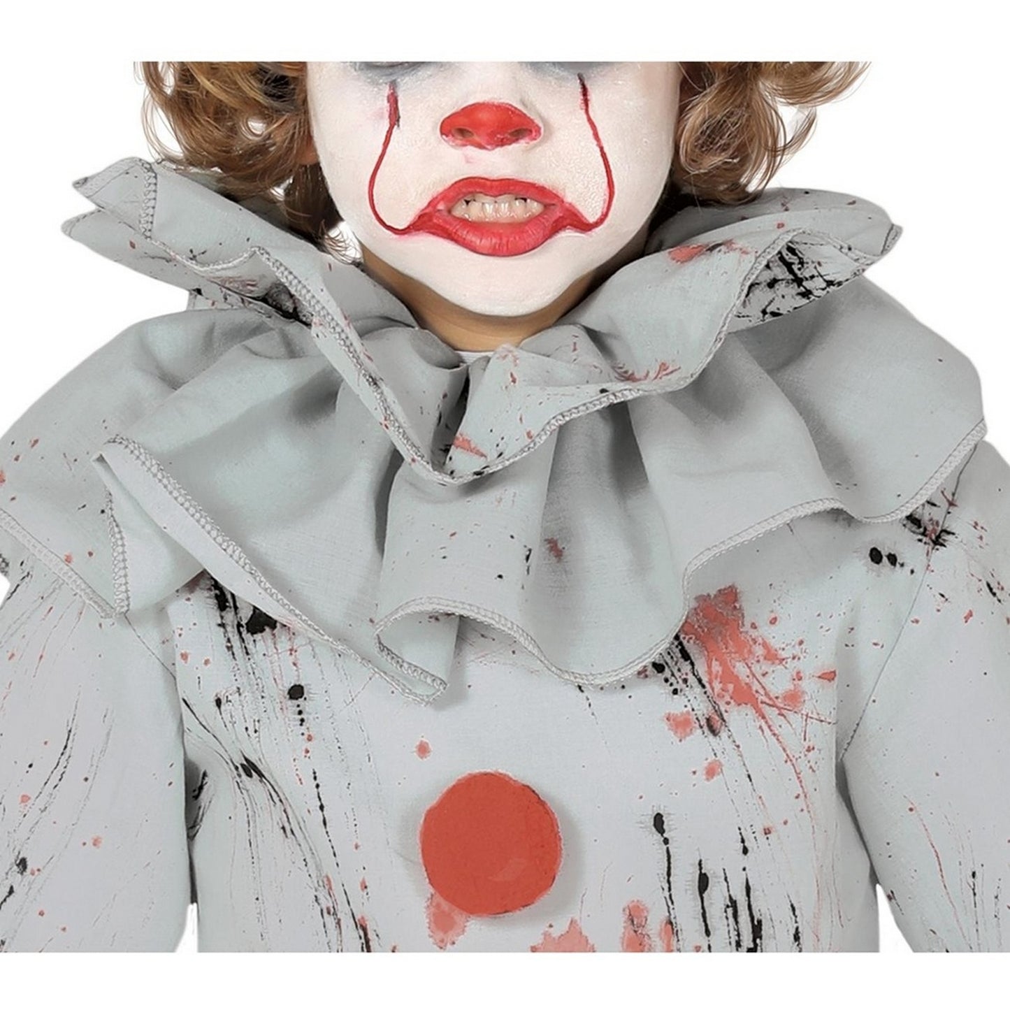 Grey-Red - Back - Fiestas Guirca Childrens-Kids Clown Costume Set