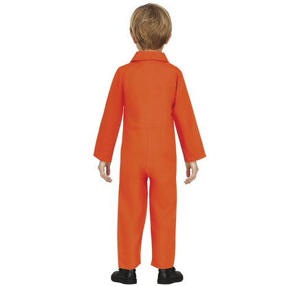 Orange - Back - Fiestas Guirca Childrens-Kids Prisoner Costume