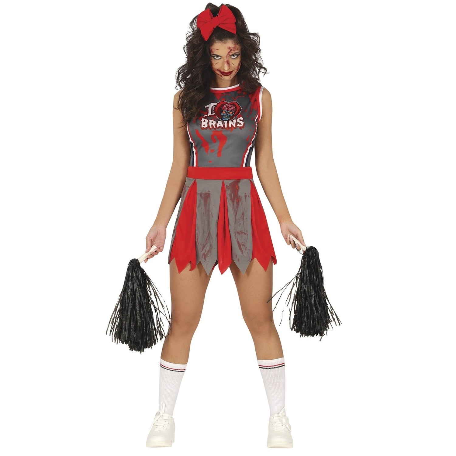 Grey-Red - Front - Fiestas Guirca Womens-Ladies Zombie Cheerleader Costume Dress