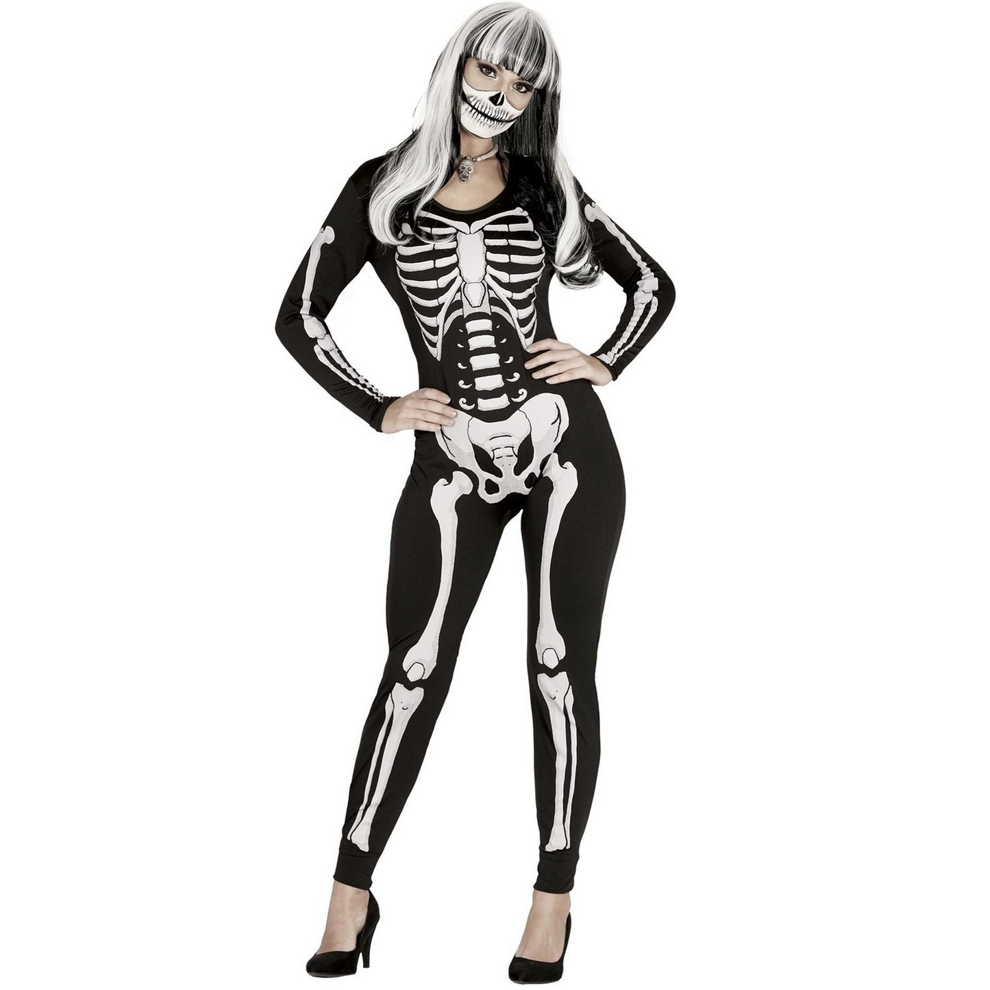 Black-White - Front - Fiestas Guirca Womens-Ladies Skeleton Costume