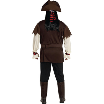 White-Brown - Back - Fiestas Guirca Mens Seven Seas Pirate Costume Set