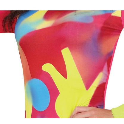 Pink-Multicoloured - Side - Fiestas Guirca Womens-Ladies Roller Psychedelic Costume Set