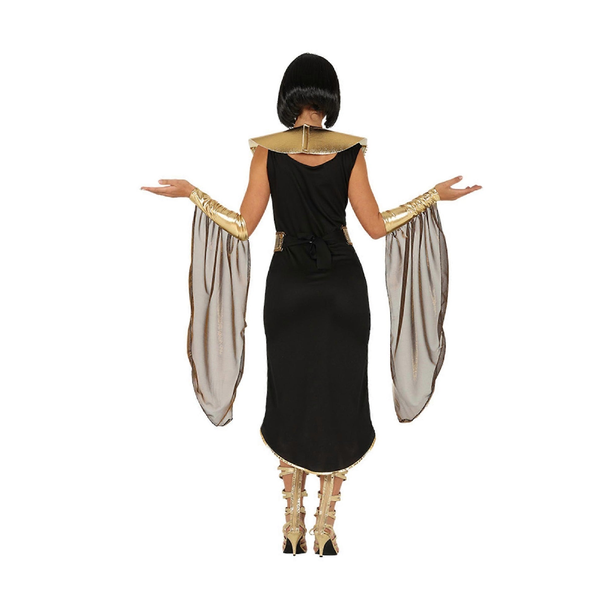 Black-Gold - Back - Fiestas Guirca Womens-Ladies Egyptian Queen Costume Set