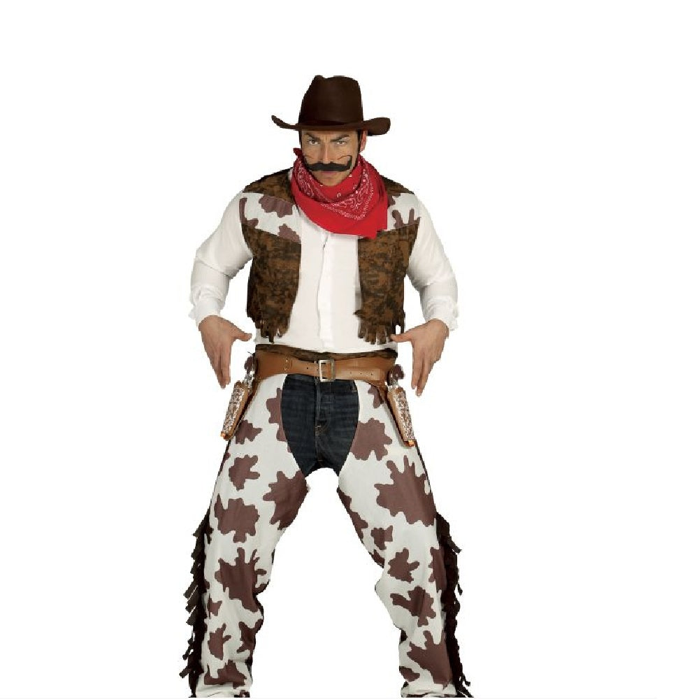 Brown-White - Front - Fiestas Guirca Mens Cowboy Costume Set