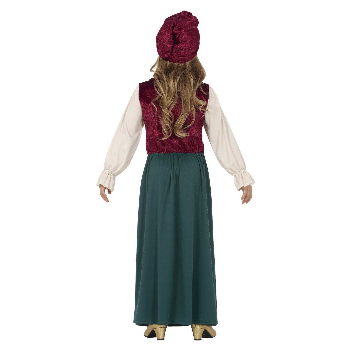 Green-Burgundy - Back - Fiestas Guirca Girls Medium Costume Set