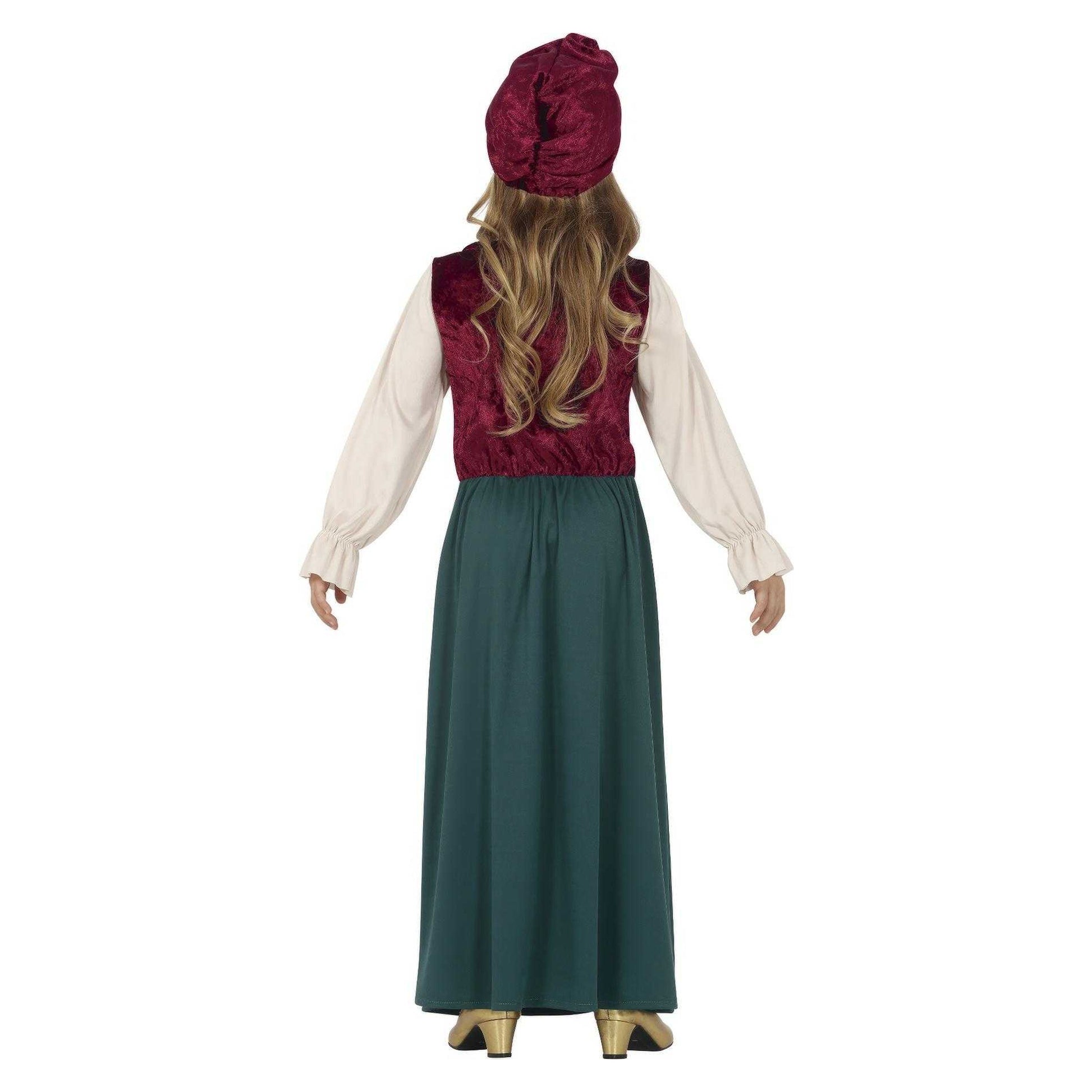 Green-Burgundy - Back - Fiestas Guirca Girls Medium Costume Set