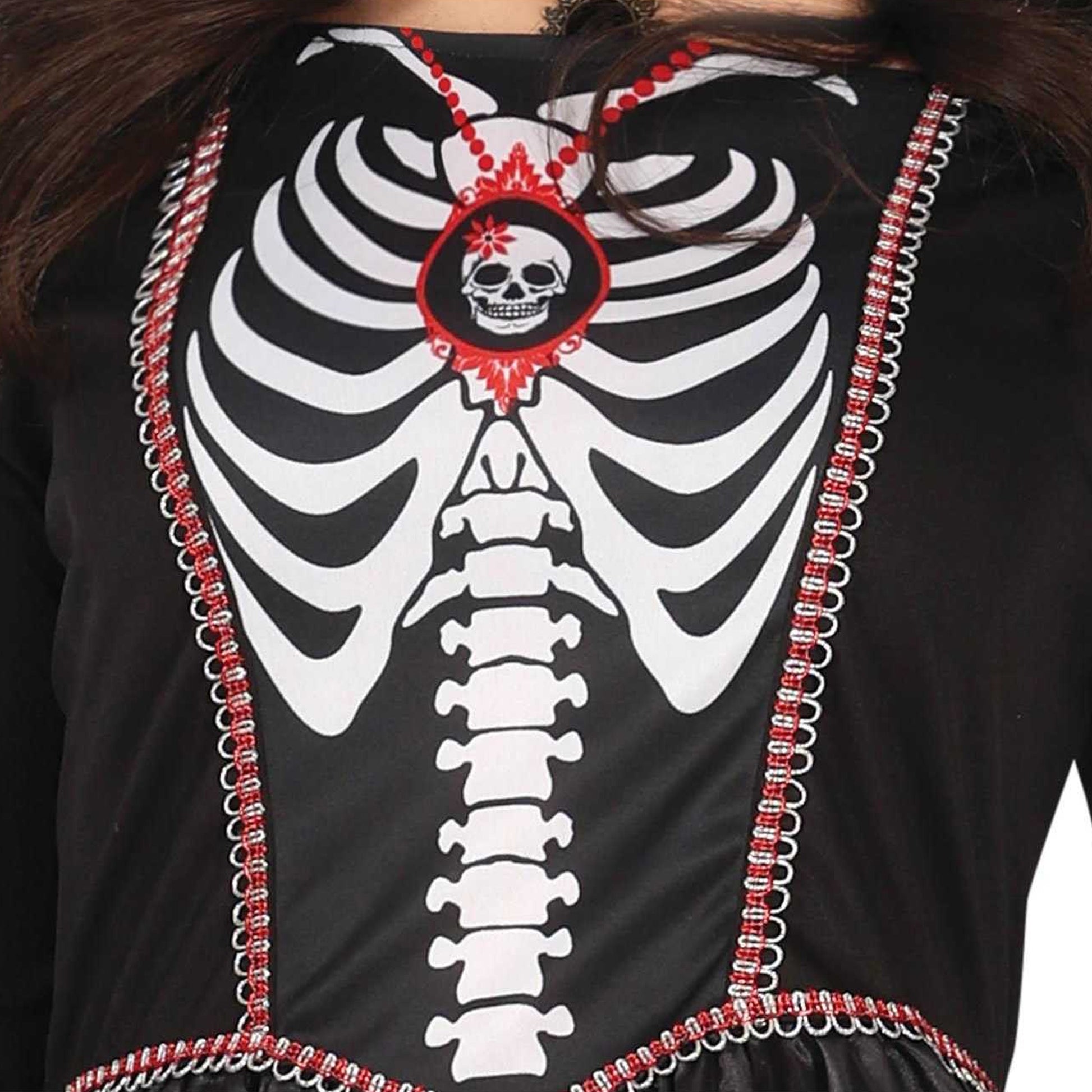 Black-White - Side - Fiestas Guirca Womens-Ladies Royal Skeleton Costume