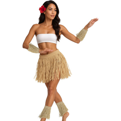 Beige - Back - Fiestas Guirca Womens-Ladies Polinesian Costume Set