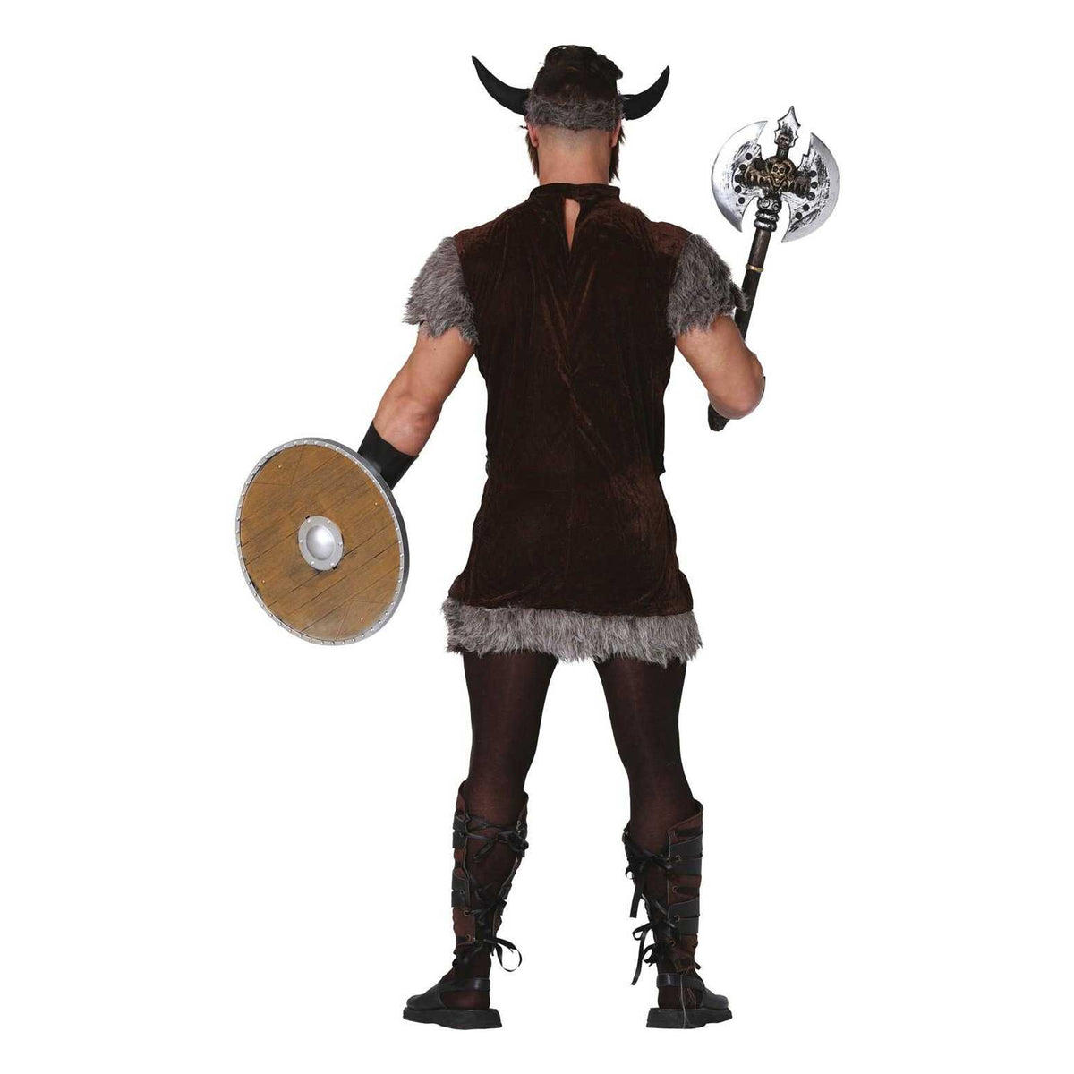 Brown-Grey - Back - Fiestas Guirca Mens Viking Costume Set