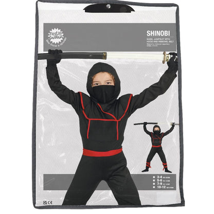 Black-Red - Pack Shot - Fiestas Guirca Childrens-Kids Shinoby Costume Set