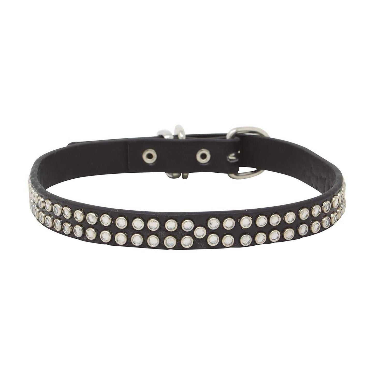 Black-Silver - Front - Fiestas Guirca Punk Faux Leather Diamond Necklace